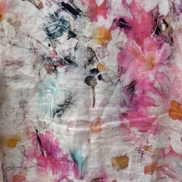 Purejill J.Jill Linen Watercolor Dress Spring Vacation Summer Cruise Beach Sz S - Picture 7 of 7